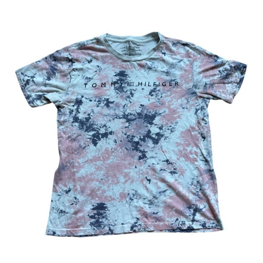 Youth Boys Tommy Hilfiger Swirl Tie Dye Print Short Sleeve Tee Shirt Sz L 16/18
